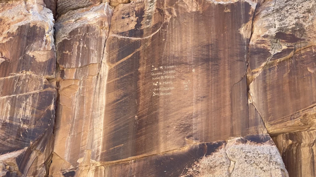 Modern Inscription in Capitol Gorge at Capitol Reef National Park Utah