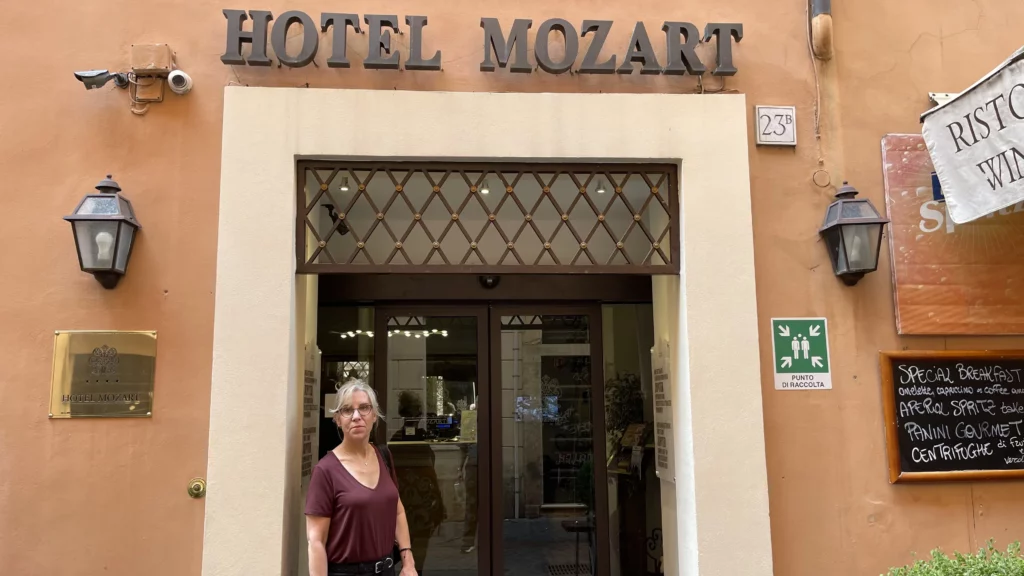 Sheryl at the Hotel Mozart.